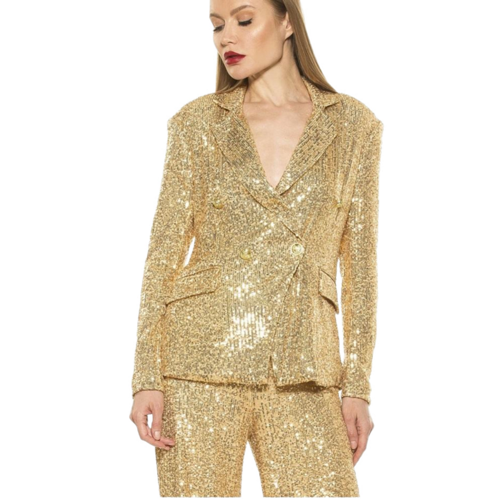 Alexia Admor Size 6 Abbie Blazer Gold Sequins - Picture 5 of 11